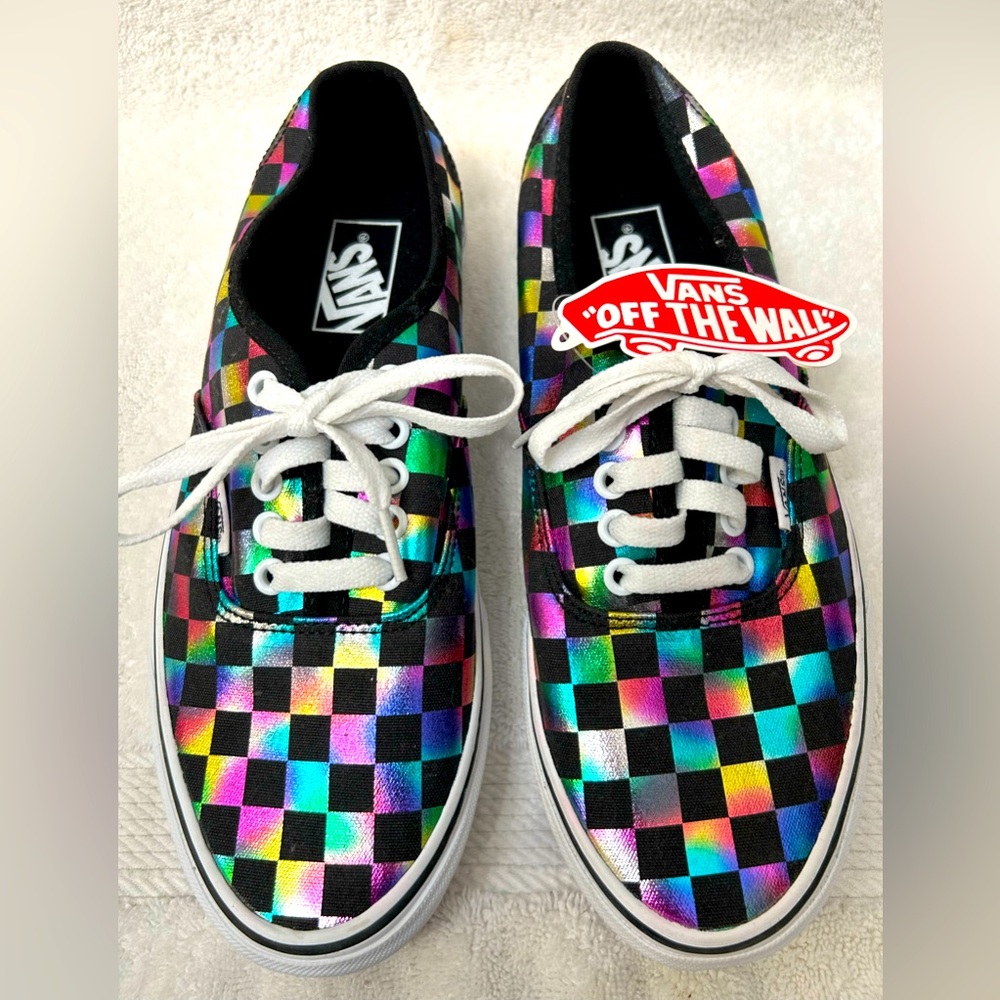 Fabulous Iridescent Checkerboard Vans shoes! NWT